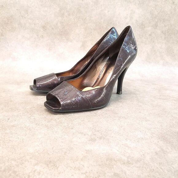 Rampage Womens Mystic Size 8 Brown Slip On Peep Toe 3.5" Heel Pumps - Picture 3 of 10